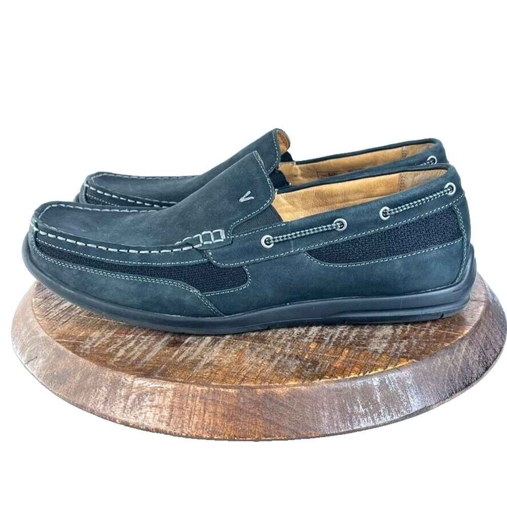 Vionic Shoes Mens Size 12 Earl Loafers Slip On Moc Toe Black Nubuck Leather